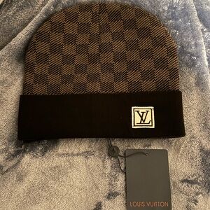 Louis Vuitton Black Checkered Beanie